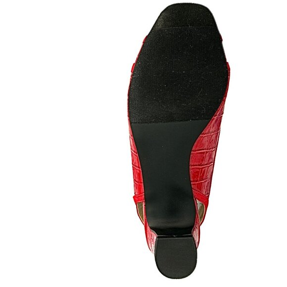 KAREN SCOTT JERRICCA Women's Slingback Block Heels Dress Sandals Red Croc - Picture 8 of 9